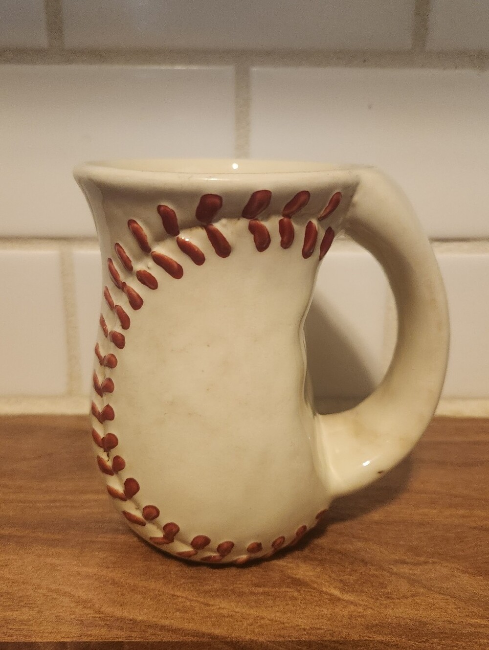 Pottery Glazed Ceramic Baseball Stitch Accent Mug by DEI